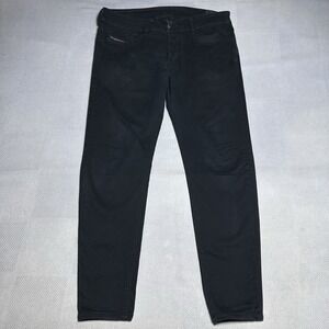 Diesel Sleenker Skinny Black Jeans Mens 34x27 Button Fly Stretch Denim Grunge‎